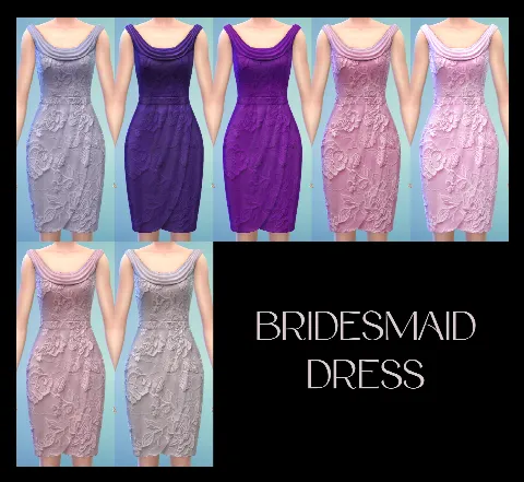 Bridesmaid Dress by simmillercc, Sims 4 female clothes CC – image 5