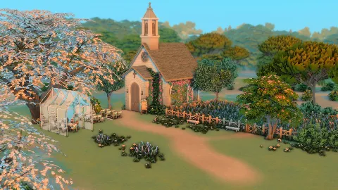 Lavender Field Church by grenesims, Sims 4 community lots CC – image 6