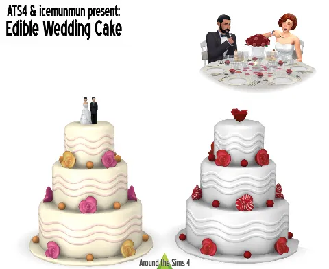Edible wedding cake and toppers
