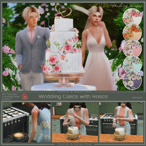 Wedding Cakes with Roses by Somik_Severinka, Sims 4 Gameplay Tweaks mod – image 3