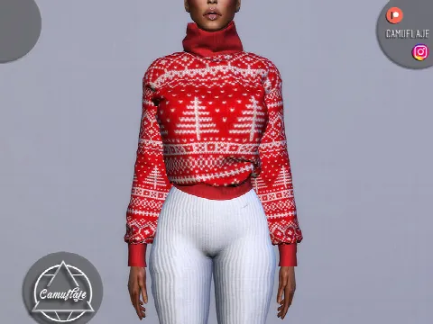 SET 203 - Christmas Sweater by Camuflaje, Sims 4 female clothes CC – image 2