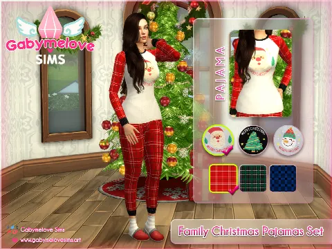 Family Christmas Pajamas Set by GabymeloveSims, Sims 4 female clothes CC – image 3