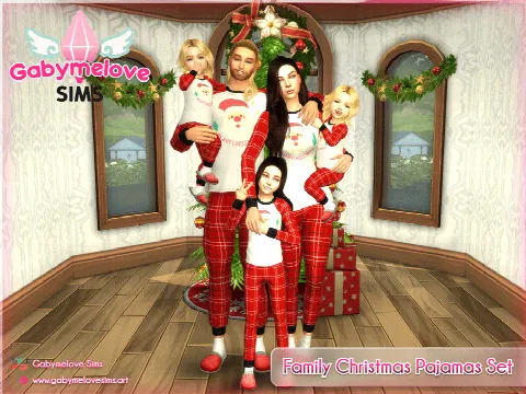 Family Christmas Pajamas Set by GabymeloveSims, Sims 4 female clothes CC – image 4