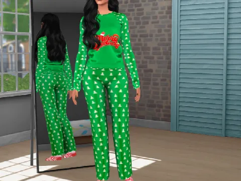 Christmas Pajamas (Female) by couquett, Sims 4 female clothes CC – image 2