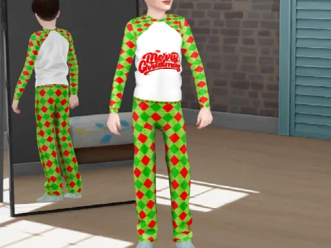 Christmas Pajamas (Kids) by couquett, Sims 4 female clothes CC – image 2