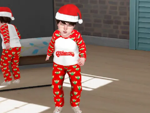Christmas Pajamas (Toddler) by couquett, Sims 4 female clothes CC – image 2
