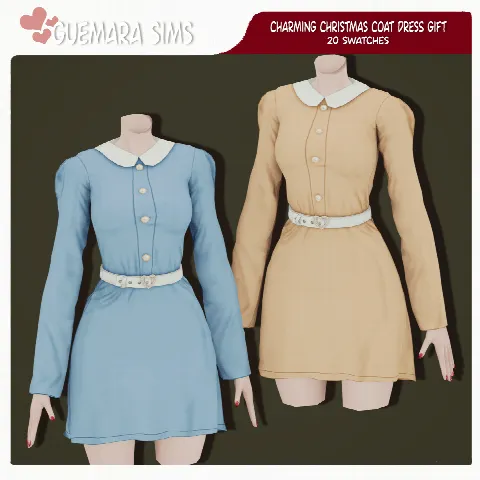 Charming Christmas Coat Dress by Guemara, Sims 4 female clothes CC – image 2