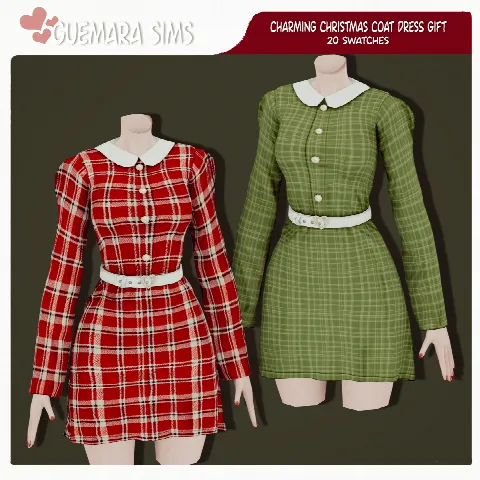 Charming Christmas Coat Dress by Guemara, Sims 4 female clothes CC – image 3