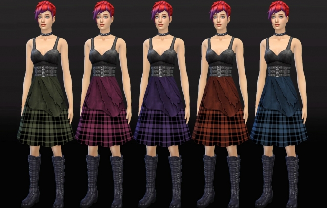 Punk Rock Chick Skater Dress Sims 4 Female Clothes